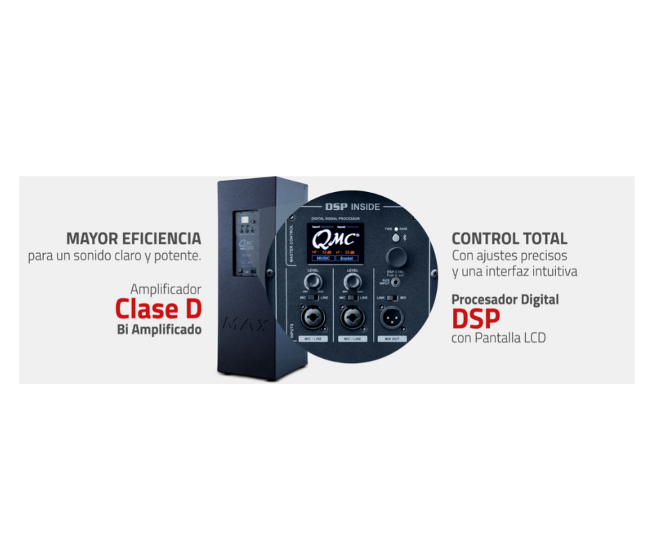 Bafle Max-215 QMC 1200 Watts con Bluetooth