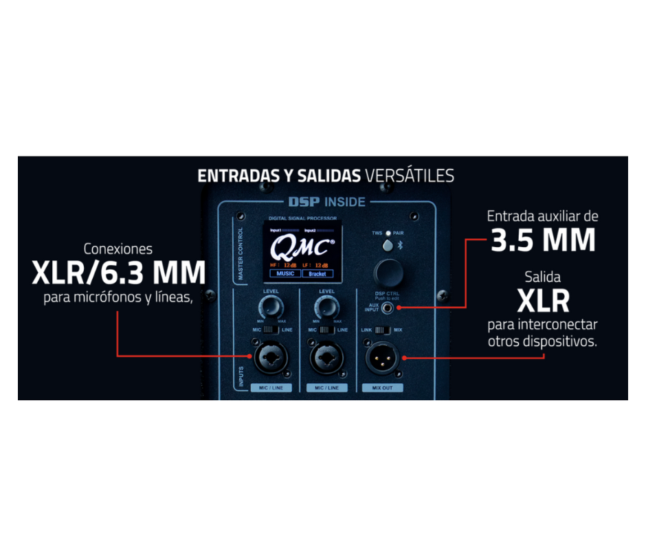 Bafle Max-215 QMC 1200 Watts con Bluetooth