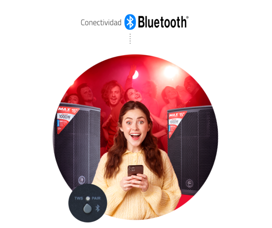 Bafle Max-215 QMC 1200 Watts con Bluetooth