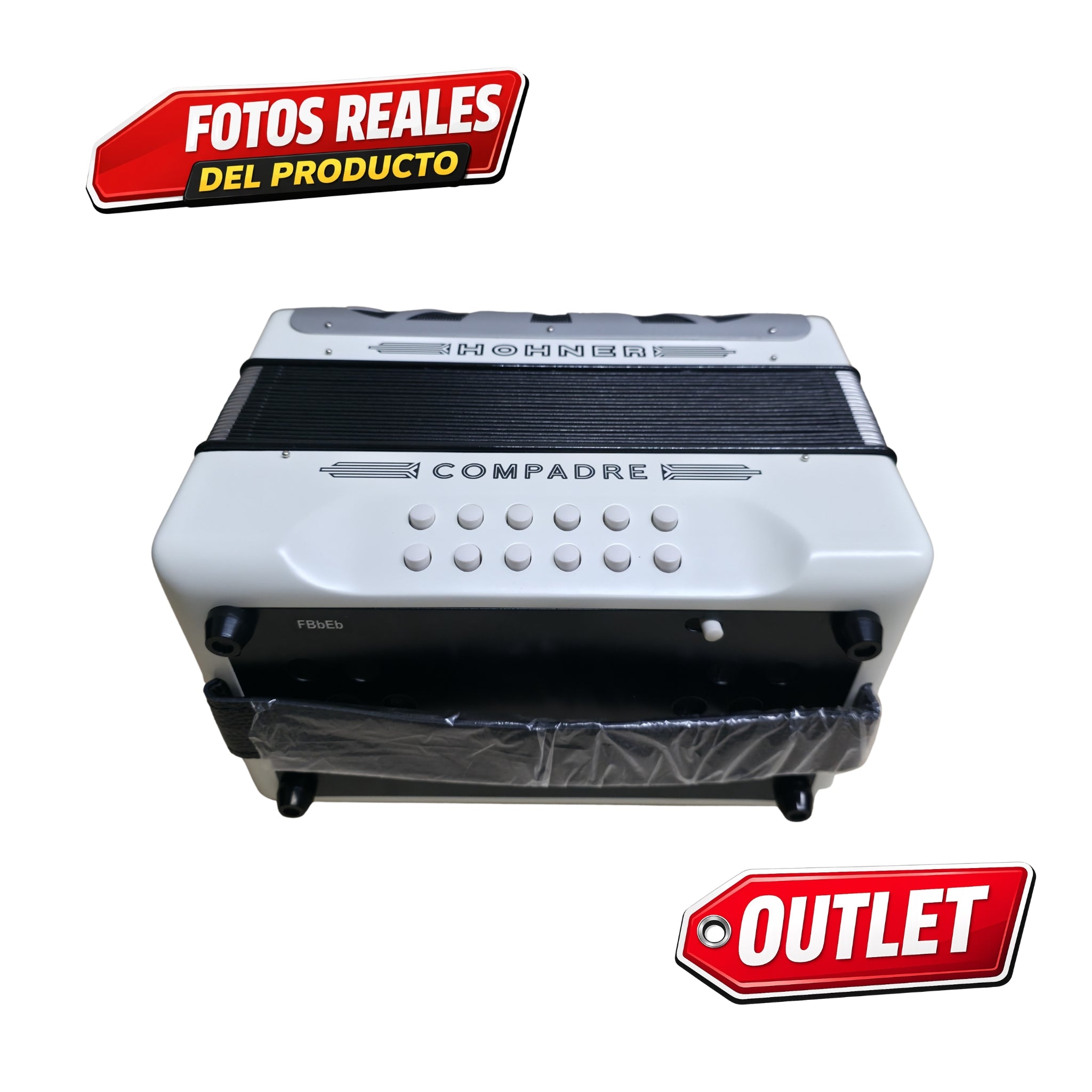 Hohner Acordeón A48431 "compadre" Fa-Sib-Mib con funda, Oferta especial Outlet