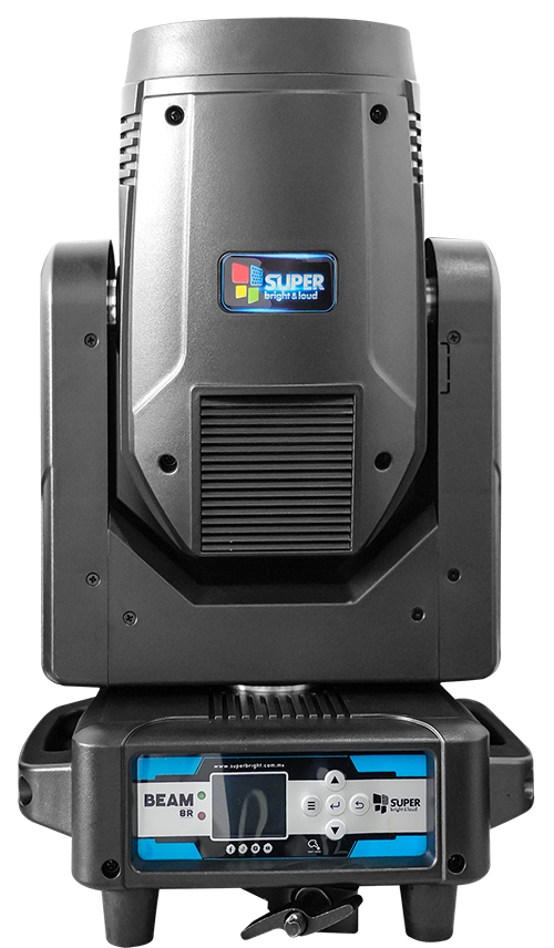 Cabezas Beam 8R con aro led 250W, clamps abatibles estuche con 4 pzas