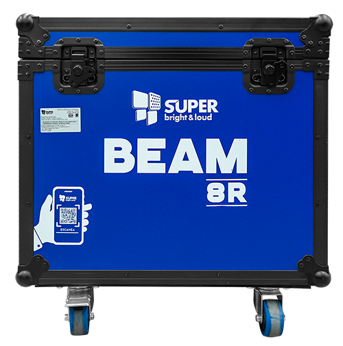 Cabezas Beam 8R con aro led 250W, clamps abatibles estuche con 4 pzas