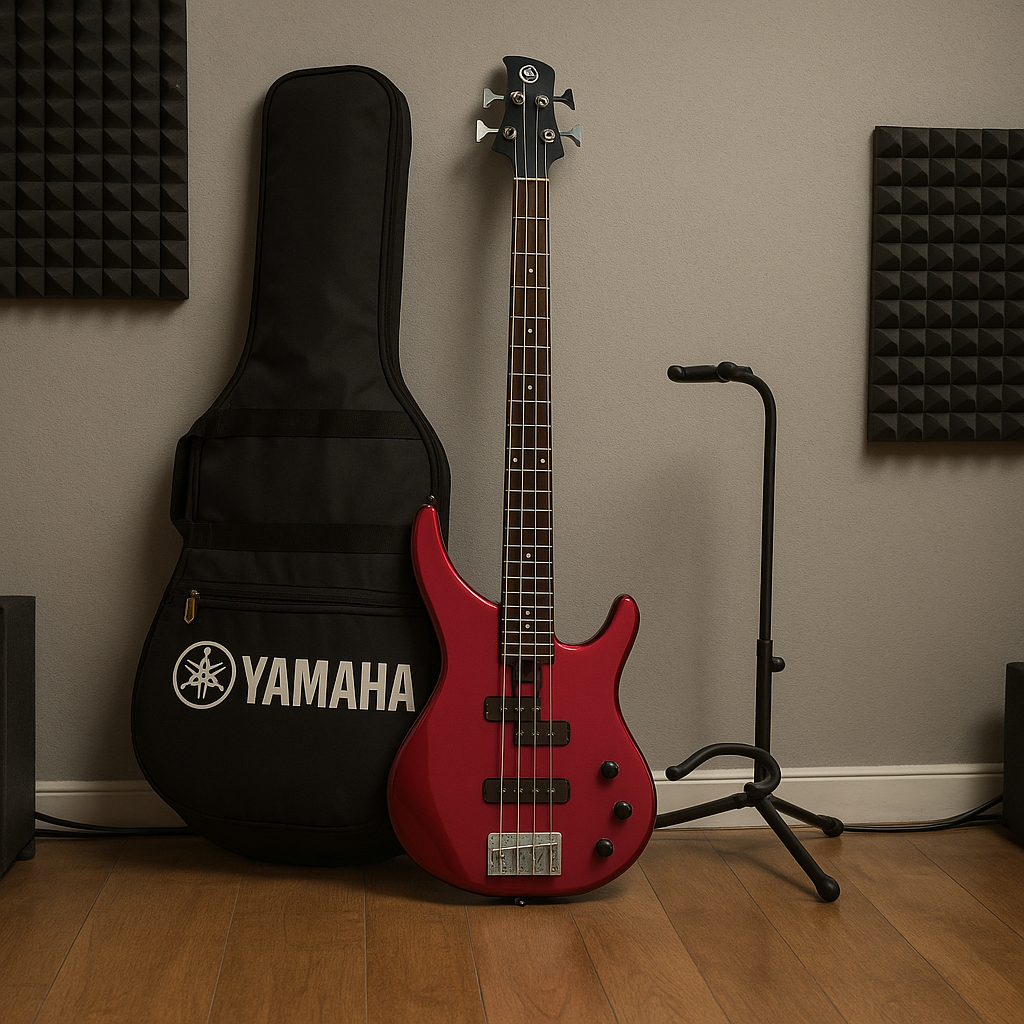 Bajo Yamaha TRBX174RM Eléctrico Pasivo 4 Cuerdas Rojo con Base y Funda