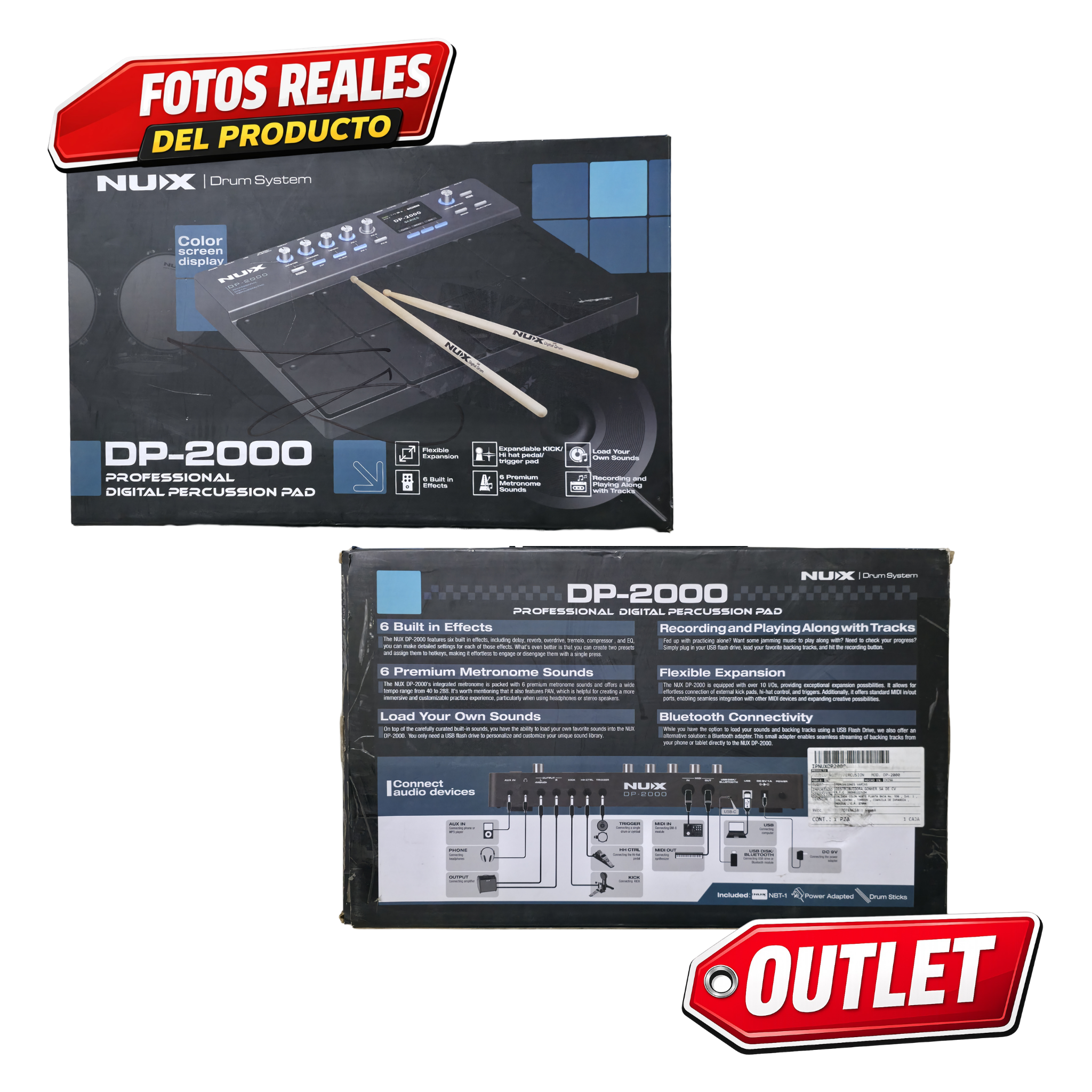 Nux Dp-2000 Modulo de Percusión 8 Pads, USB Programable, Outlet oferta especial