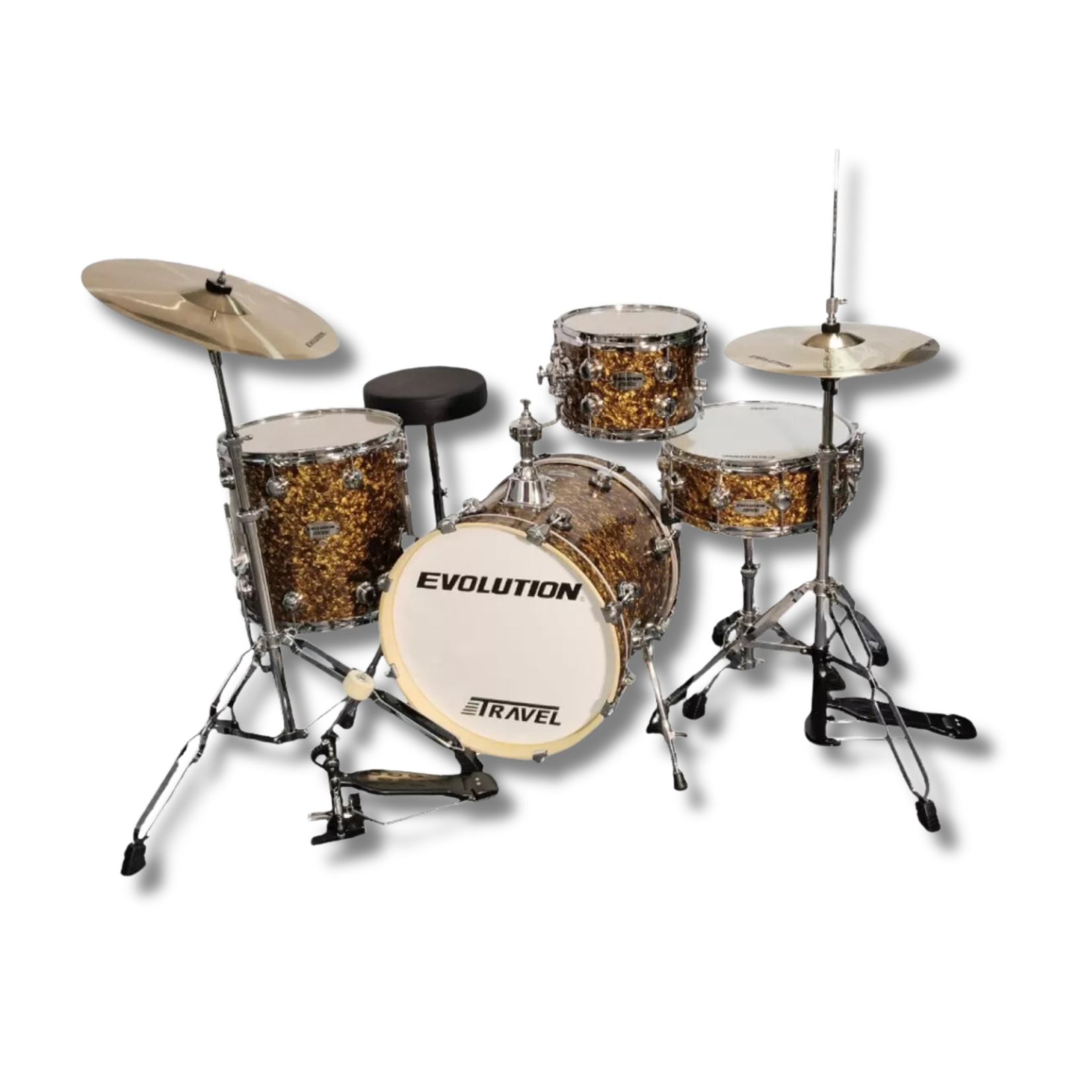 Bateria Viajera Evolution 4 Piezas Atriles Asiento Platillos