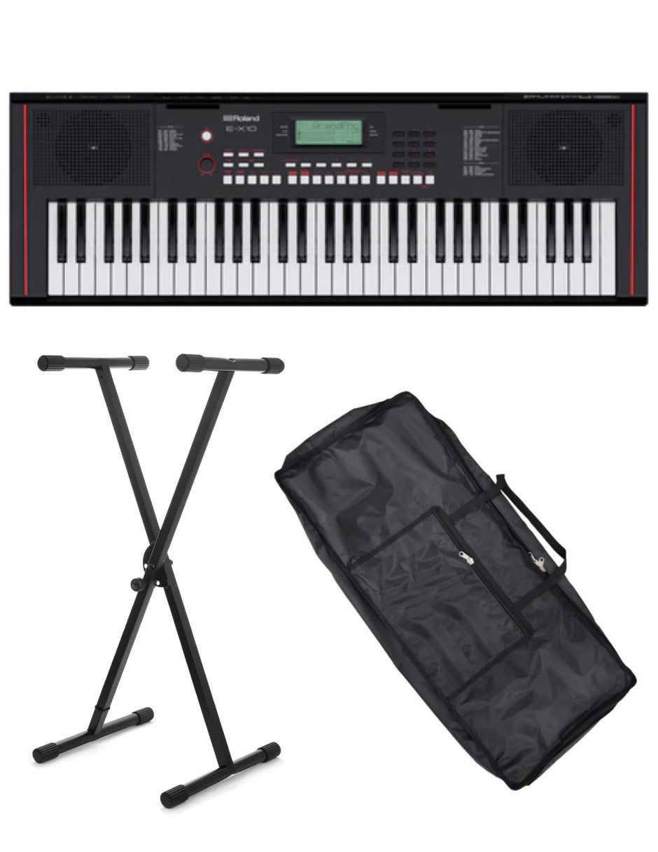 Paquete Teclado de 61 Teclas E-X10 ROLAND con Base Funda y Banco