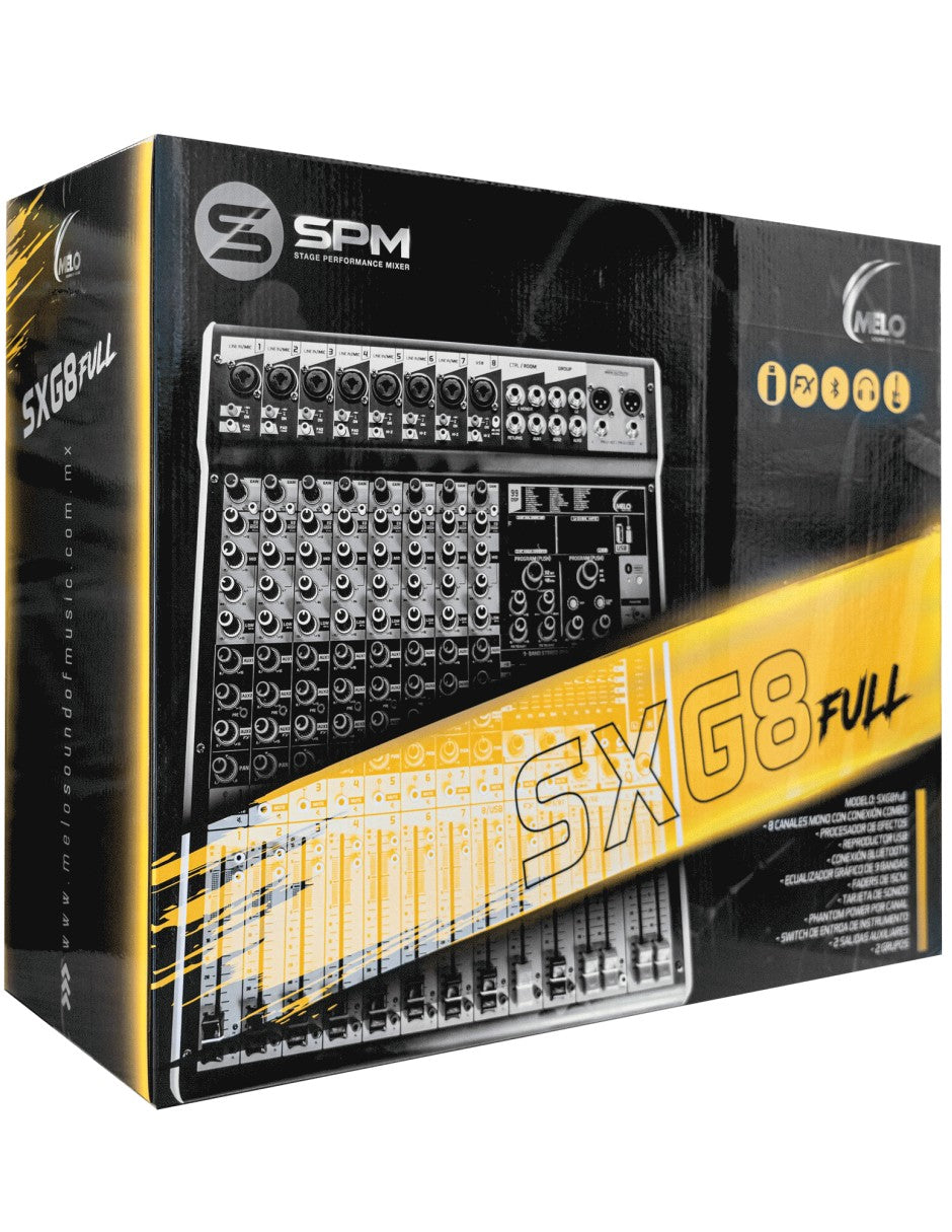 Mezcladora Profesional Melo SXG8FULL 8 Canales tarjeta de sonido USB