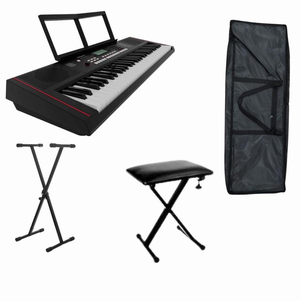 Paquete Teclado de 61 Teclas E-X10 ROLAND con Base Funda y Banco