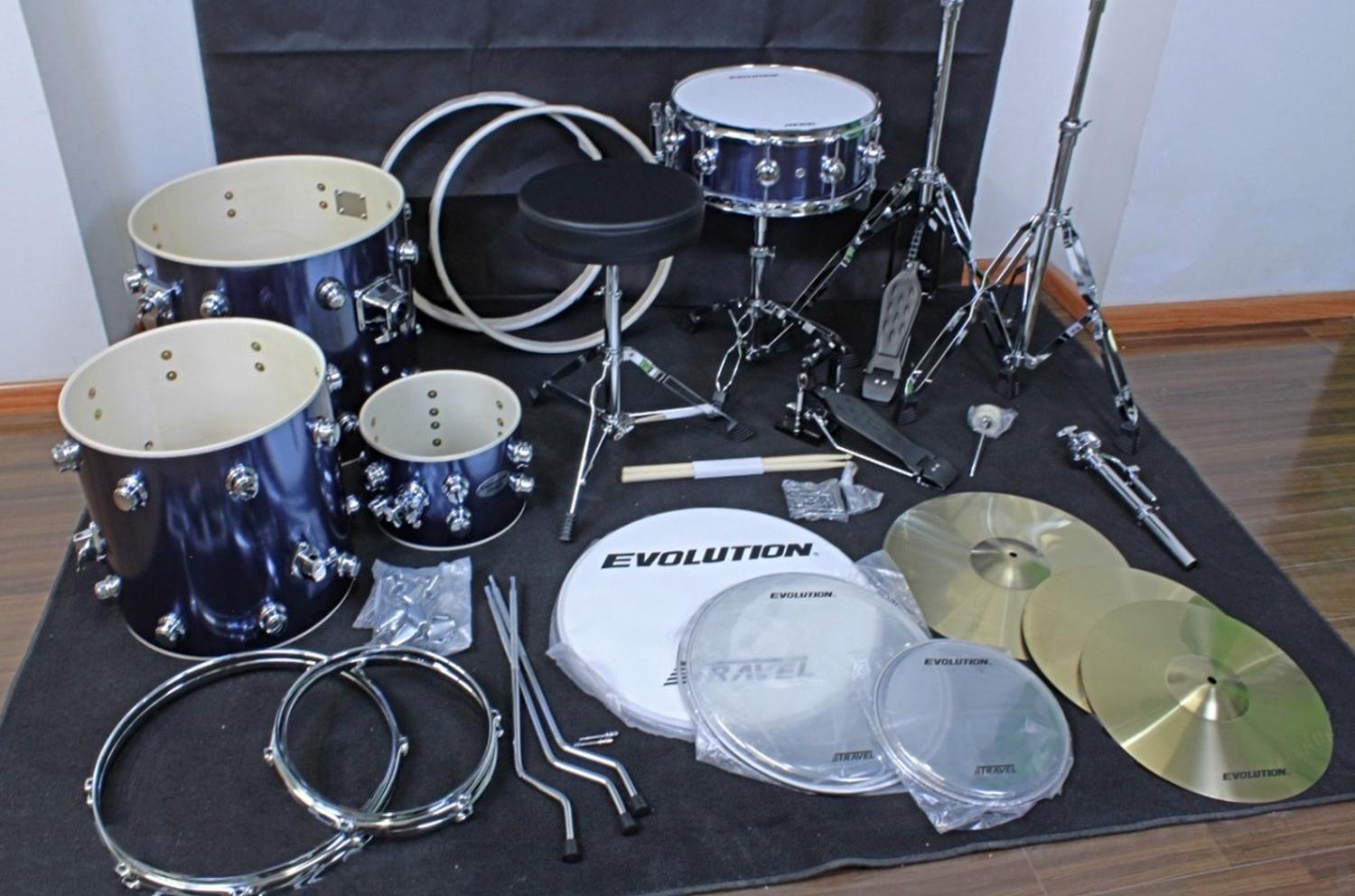 Bateria Viajera Evolution 4 Piezas Atriles Asiento Platillos