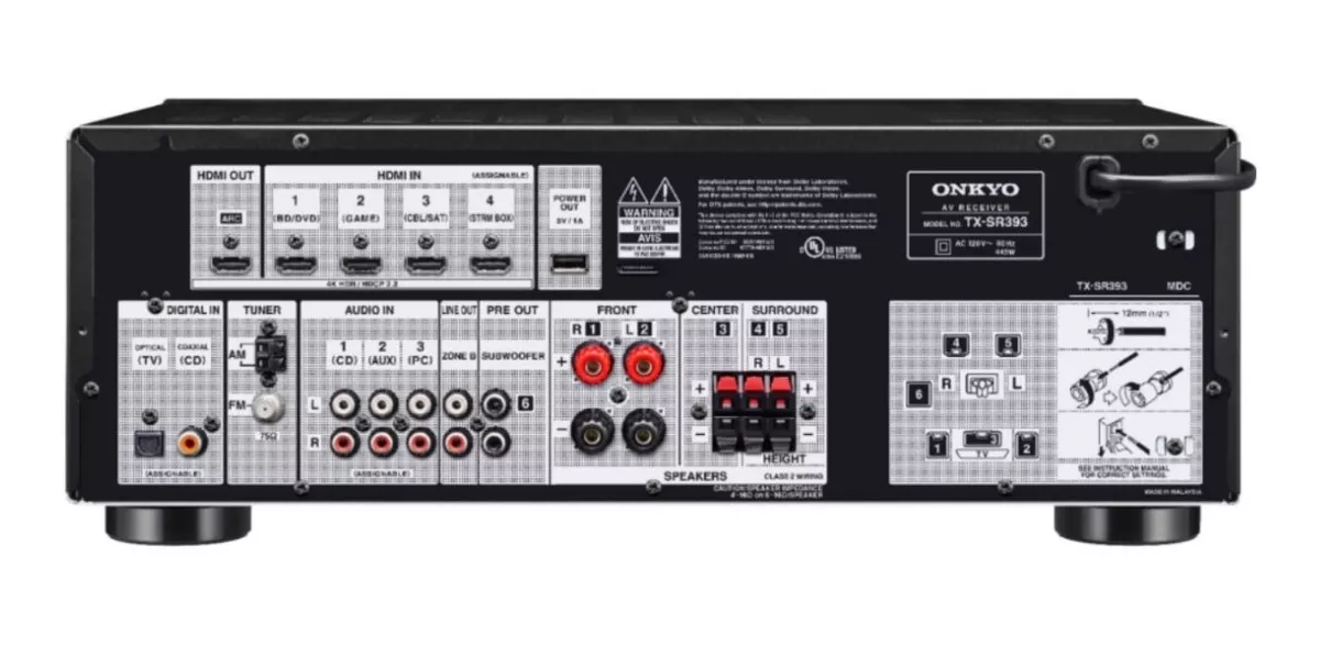 Receptor Onkyo Tx-sr393 Negro 155w Dolby Atmos Bluetooth