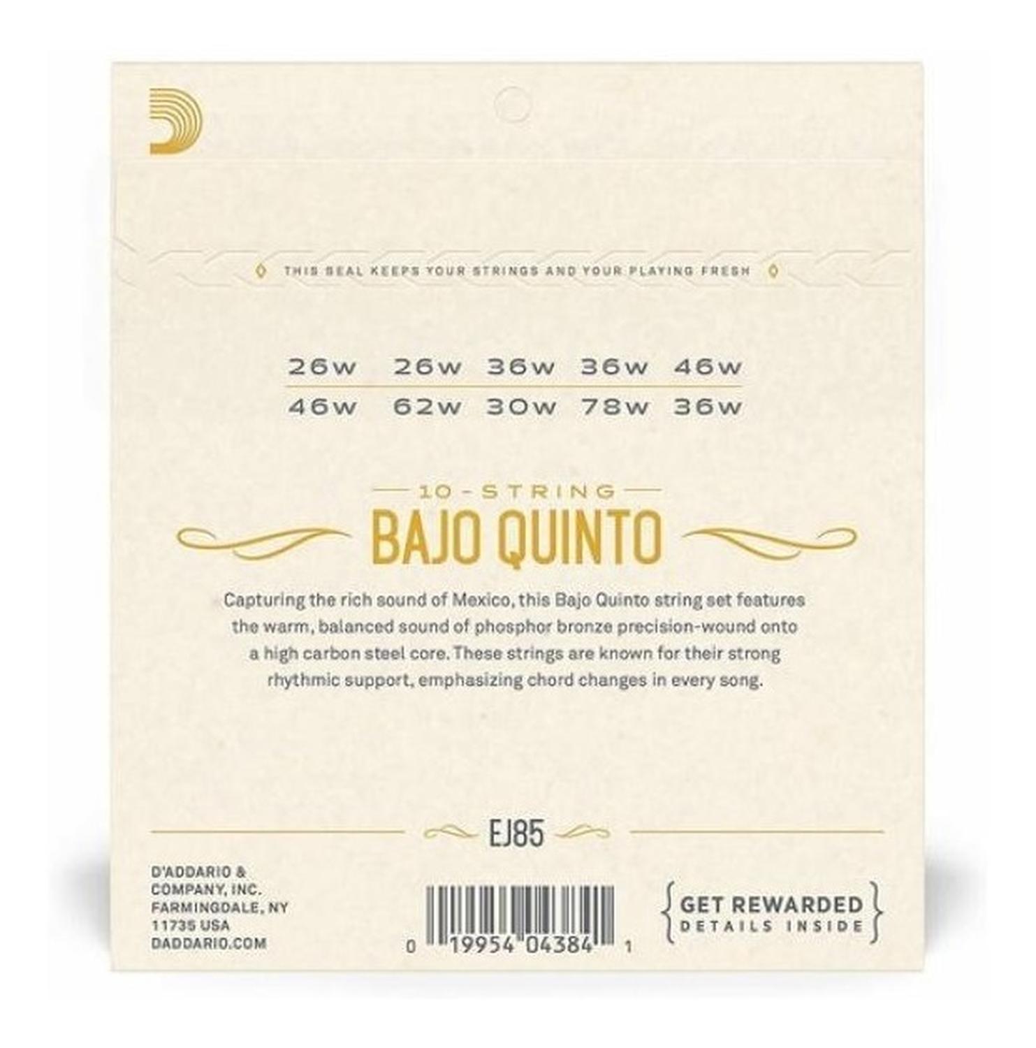 Daddario EJS-85 Bass Fifth Strings Bronze