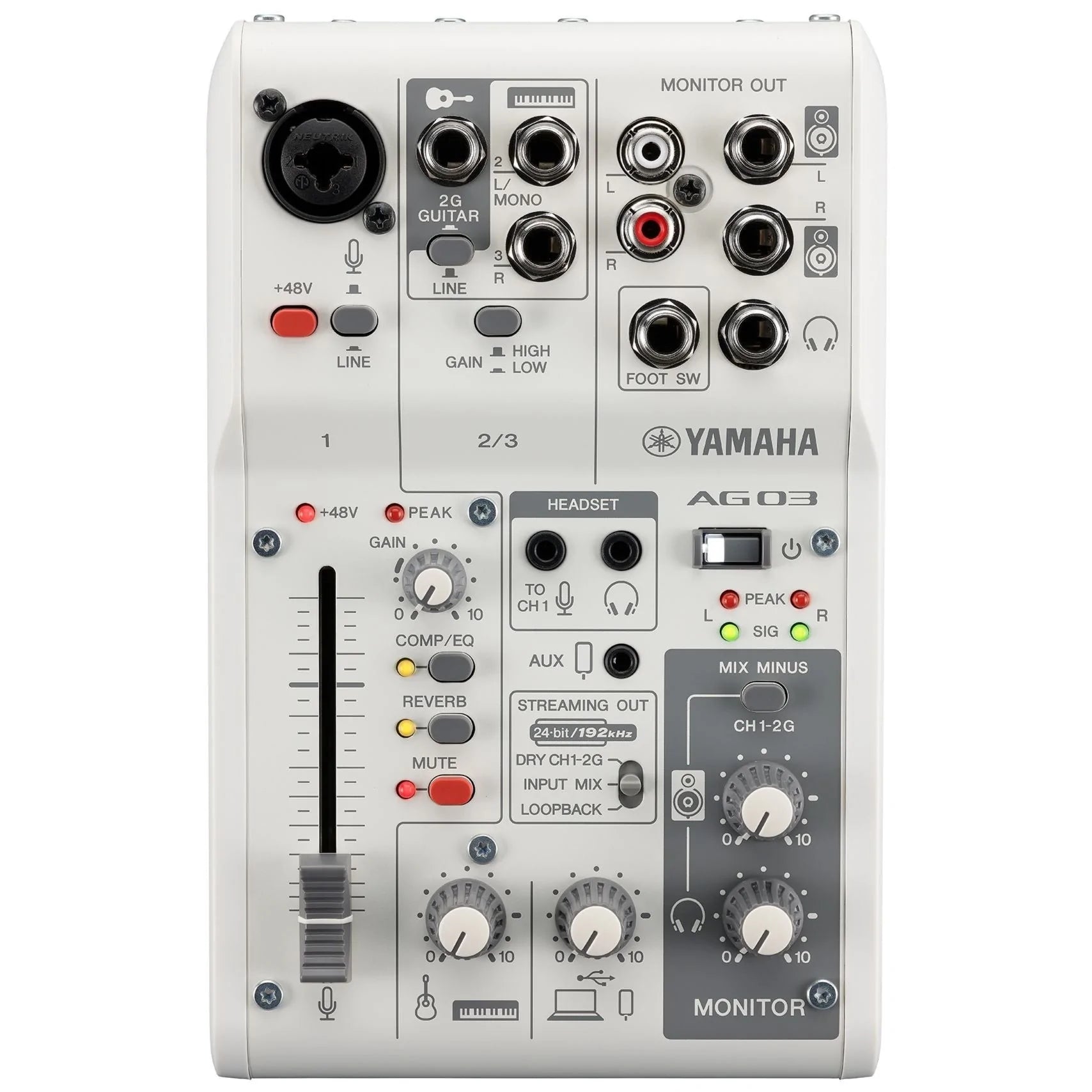 Yamaha Ag03mk2w Mezcladora de Transmisión En Vivo color blanco