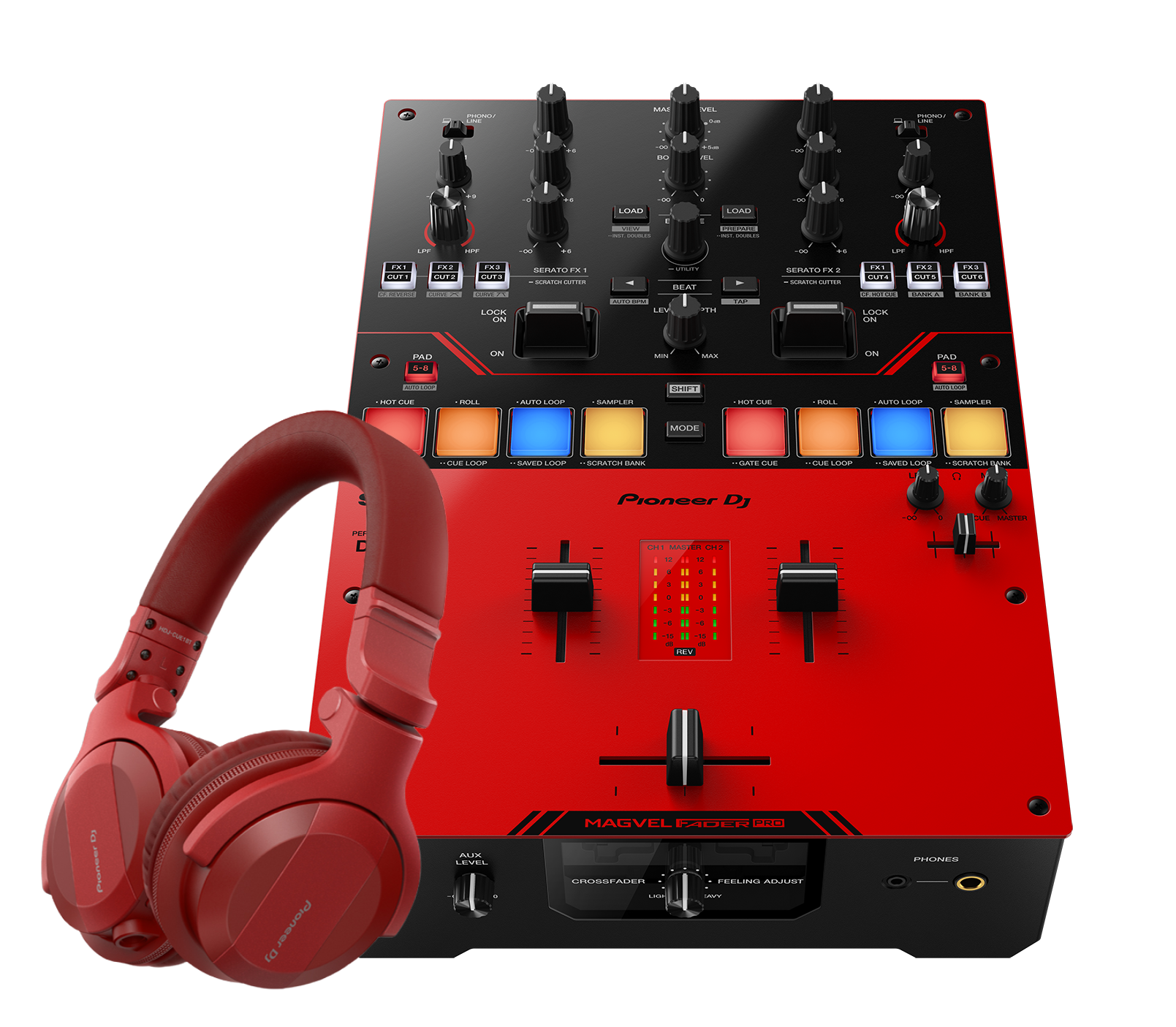 PIONEERDJ Bundle with 2-Channel Mixer plus Headphones and Professional Monitor