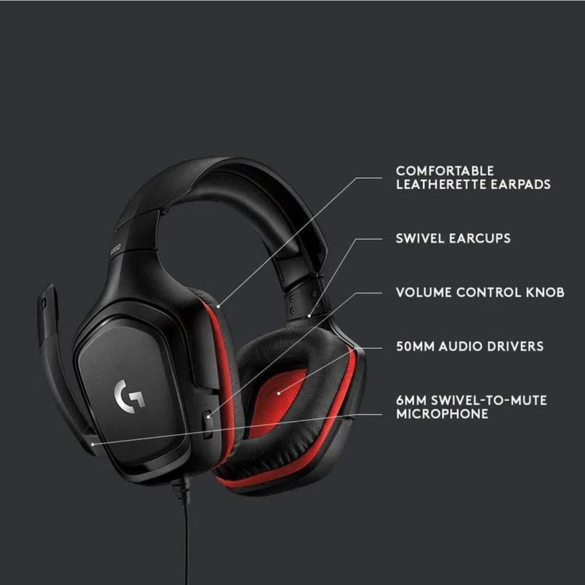 Audífonos Gaming alambricos, Almohadillas Giratorias G332