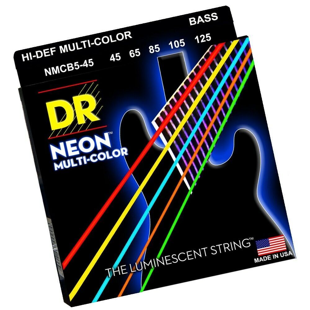 DR Cuerdas para bajo Eléctrico Neon Multicolor NMCB5-45