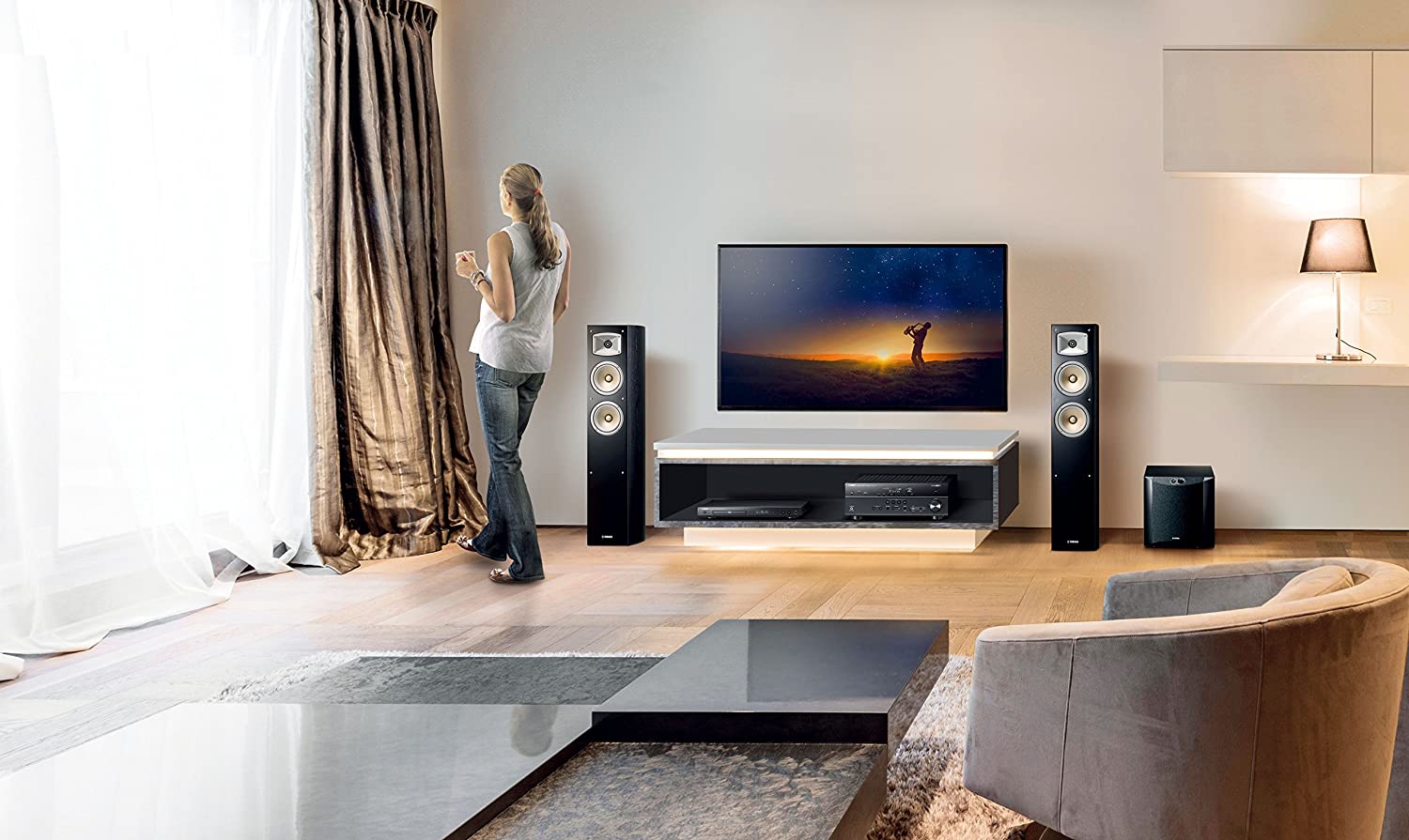 Yamaha Ns-f330 Par De Bocina De Torre De Piso 2 Bocinas