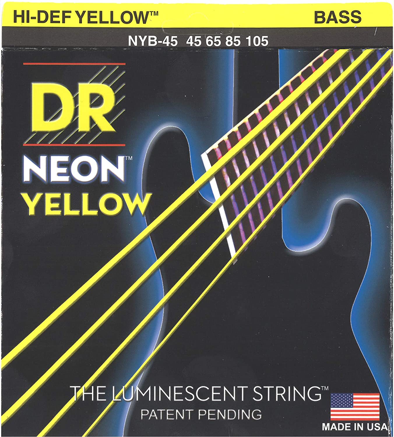 DR Juego de Cuerdas P/Bajo Electrivo 45/105 NEON YELLOW