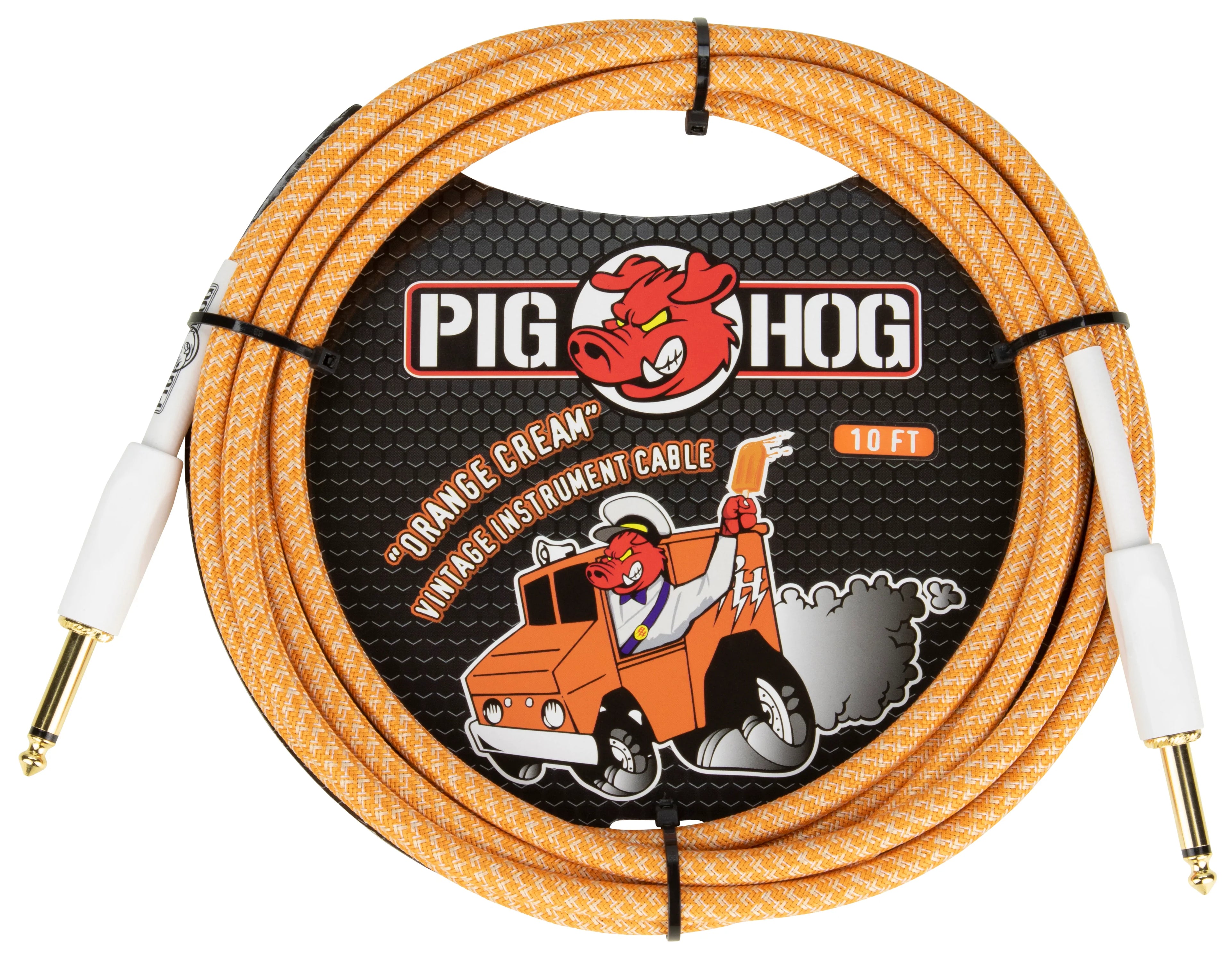 Pig Hog PCH102OC Vintage Series Cable de instrumento recto TS de 1/4" — Naranja crema