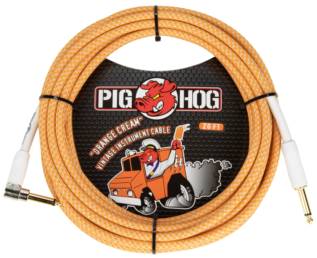 Cable Bajo Guitarra Ukulele 6.10mt Recto Pig Hog Pch202ocr