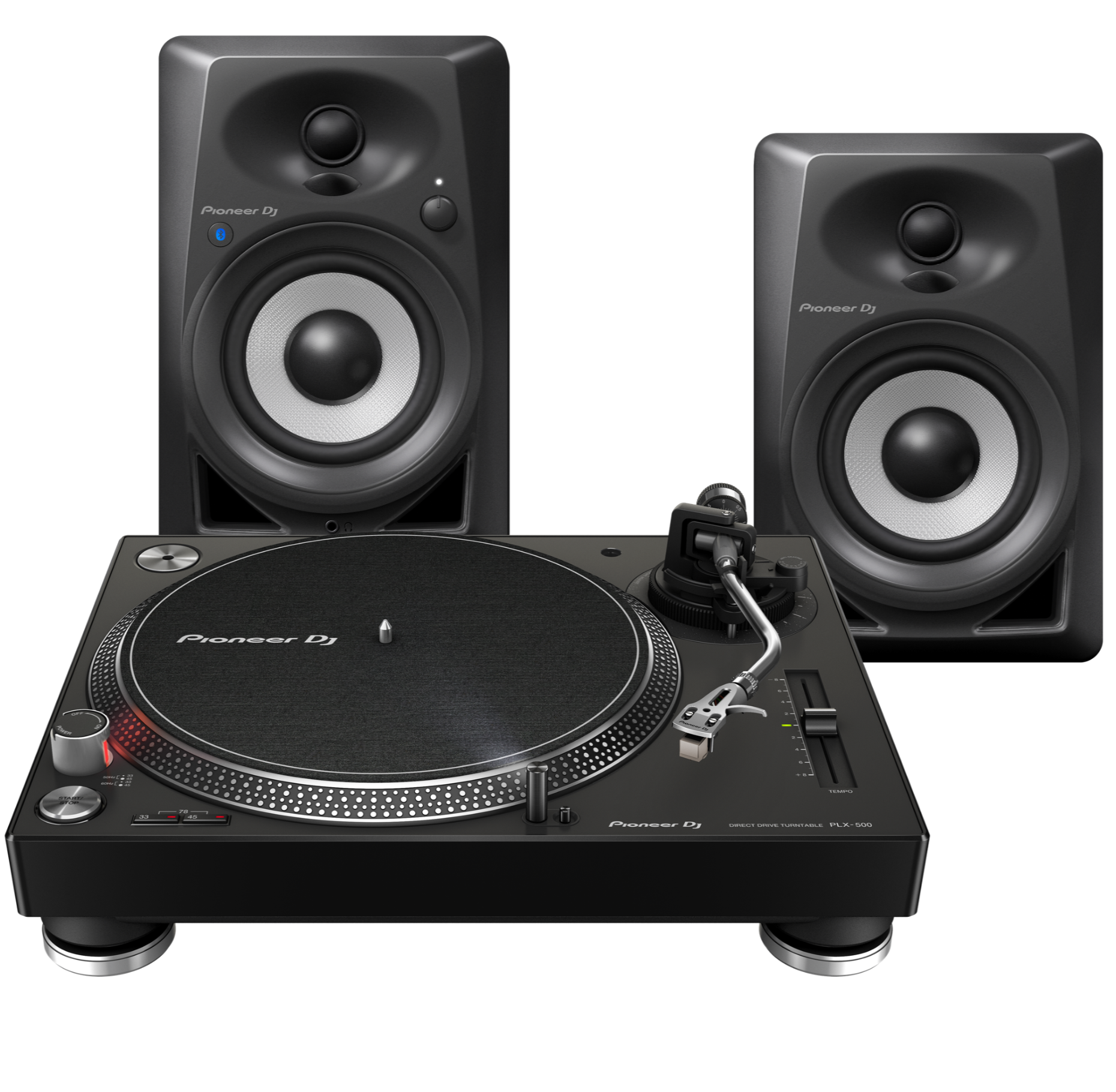 Paquete Pioneer Tornamesa traccion directa y Par de Monitores Amplificador