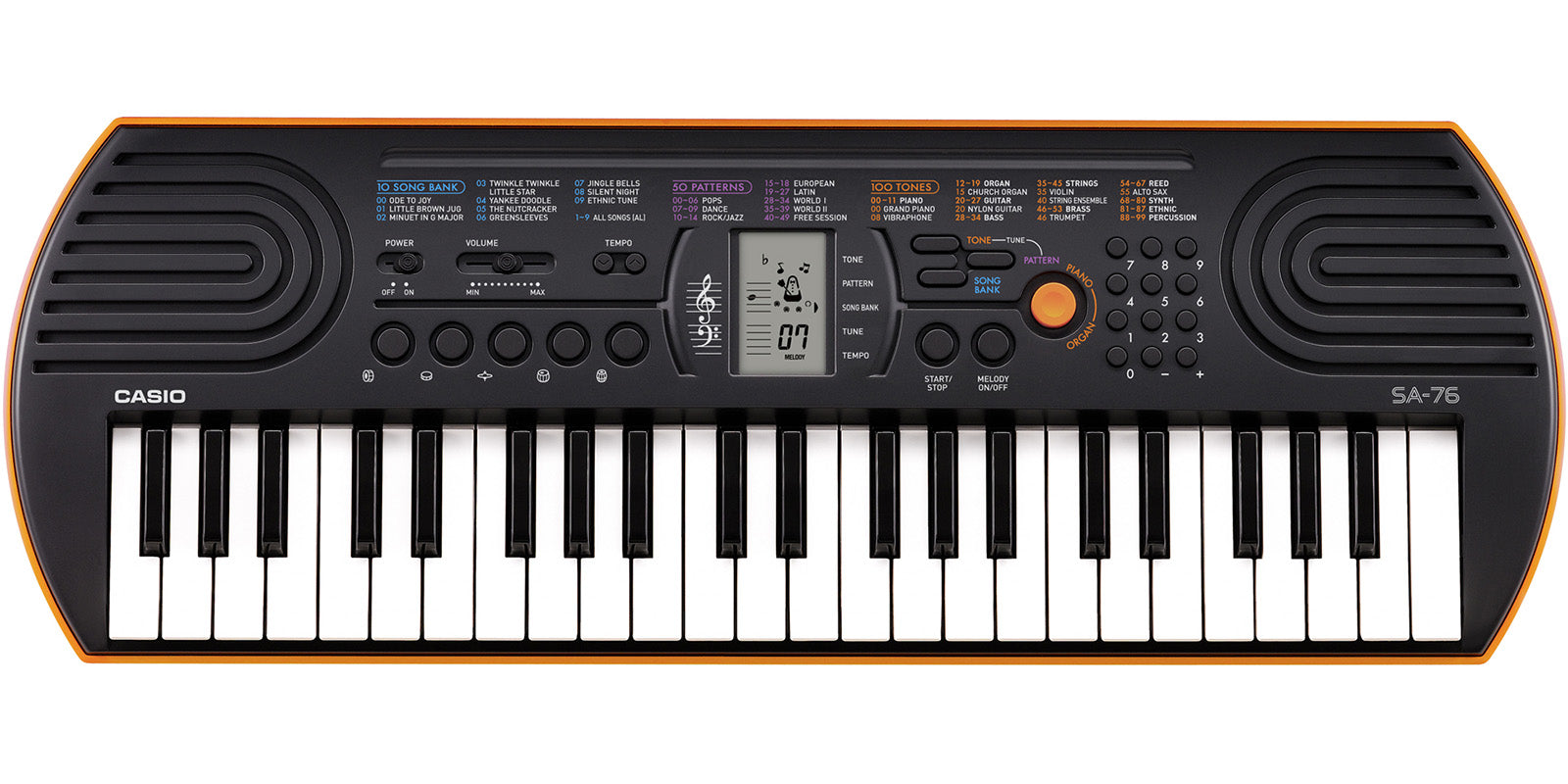 Casio SA-76 Teclado con 44 Teclas Mini, 100 Tonos, 50 Ritmos, 10 Melodías, color Negro