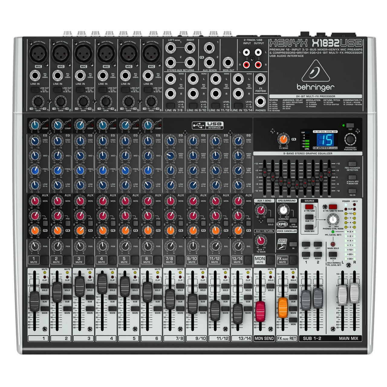 Behringer X1832USB Mezcladora Análoga 18 Canales, Efectos Y USB