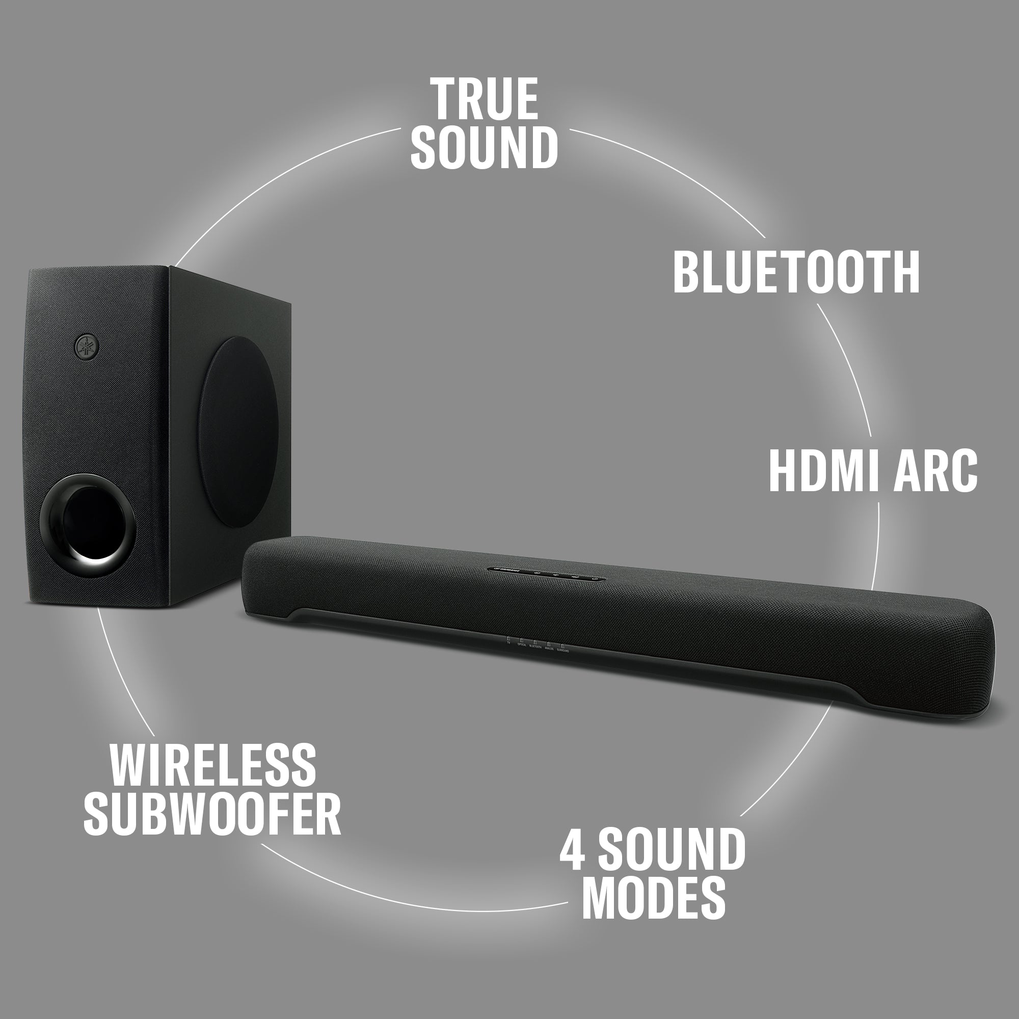 Yamaha SR-C30A Barra de sonido compacta con subwoofer inalámbrico y Bluetooth