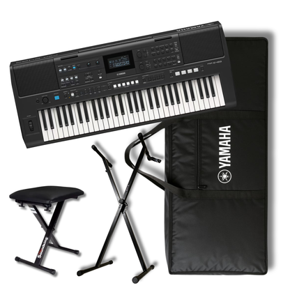 Yamaha Psr-e483 Teclado Para Solista 61 Teclas Touch Usb Negro con Funda Base y Banco