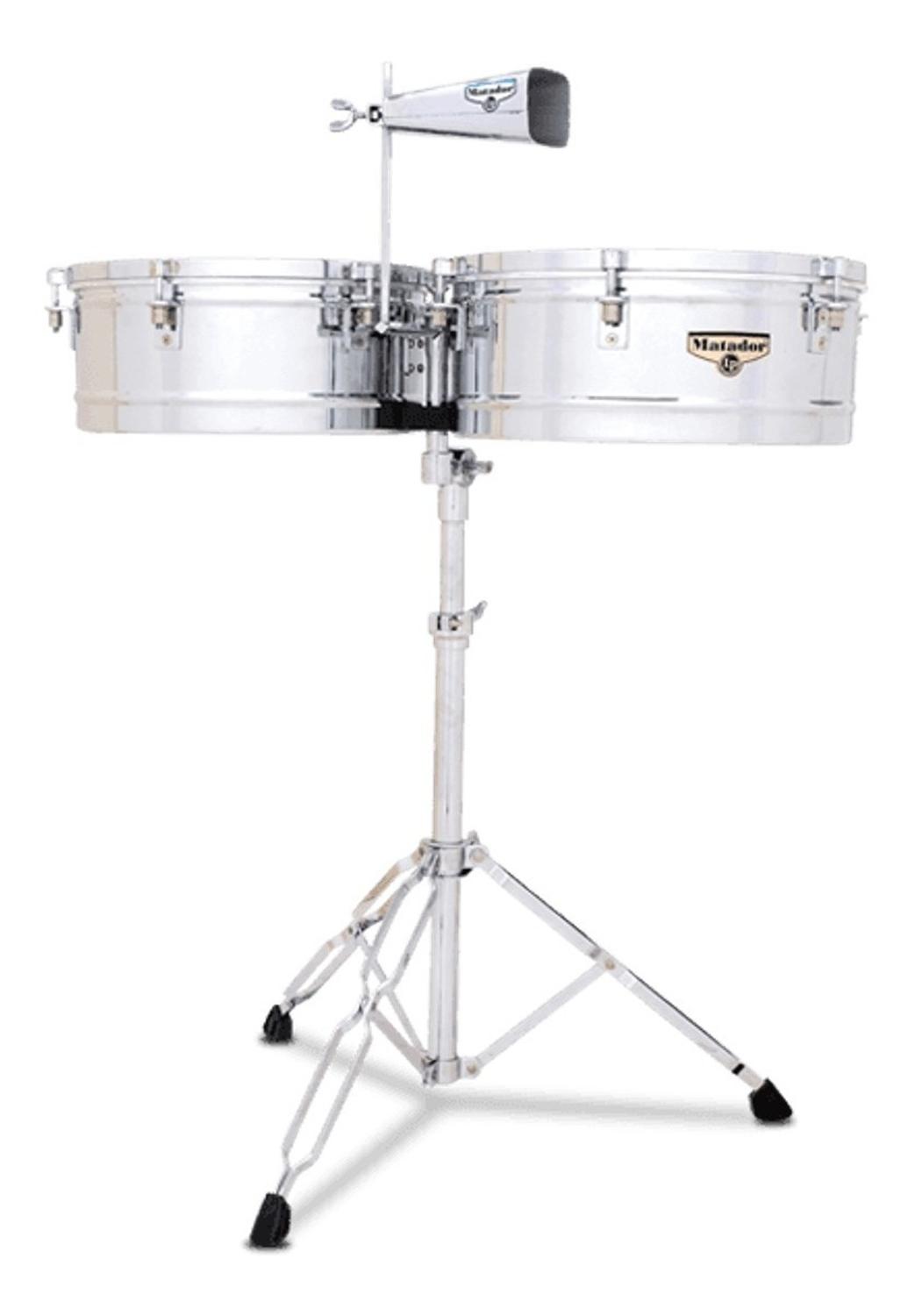 Timbales Matador M257 De 14 /15 Cromados Con Atril Y Soporte