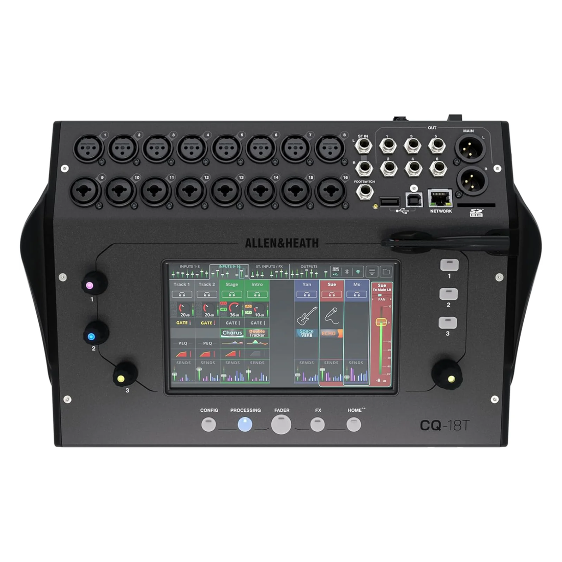 Allen &amp; Heath CQ-18T - Mezclador digital con visualización táctil de 7 pulgadas y conectividad WiFi y Bluetooth