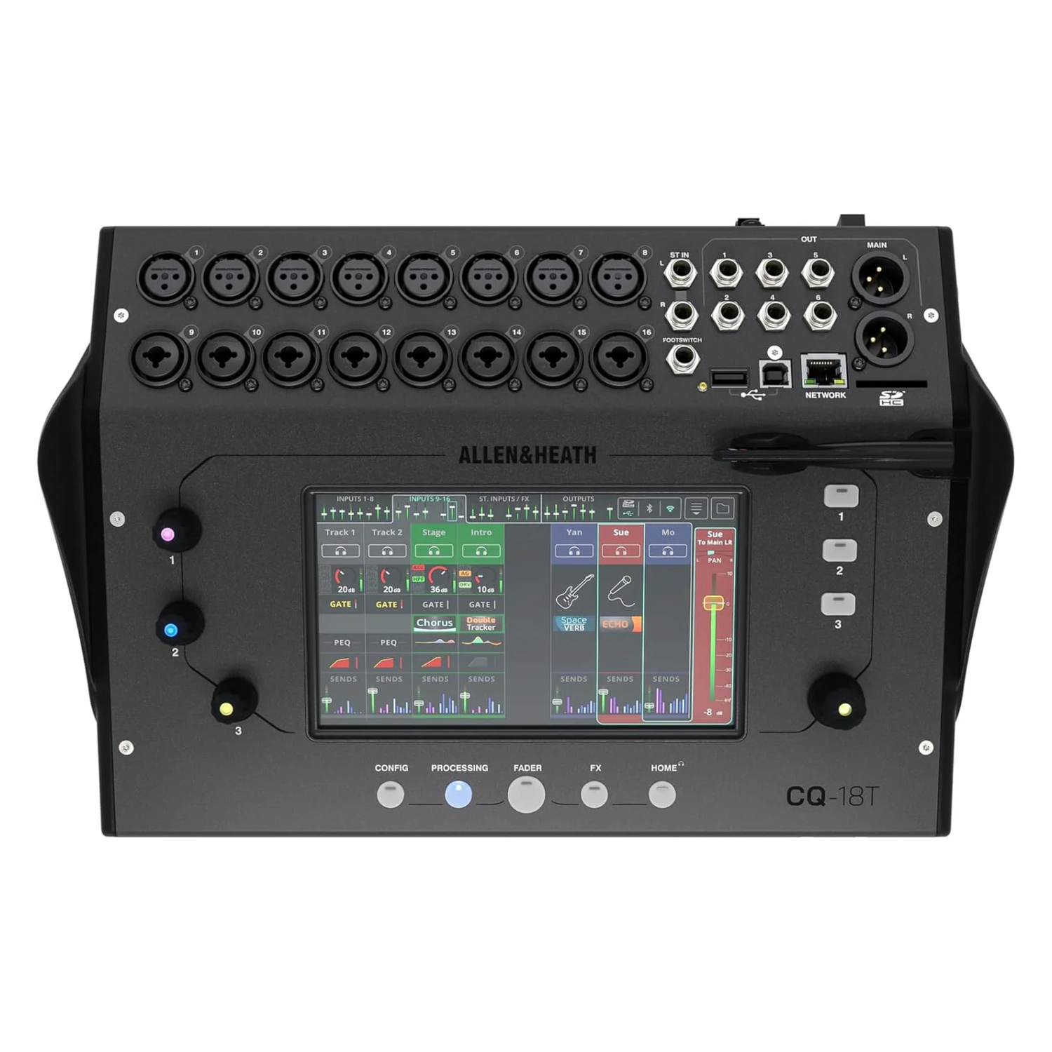 Allen &amp; Heath CQ-18T - Mezclador digital con visualización táctil de 7 pulgadas y conectividad WiFi y Bluetooth