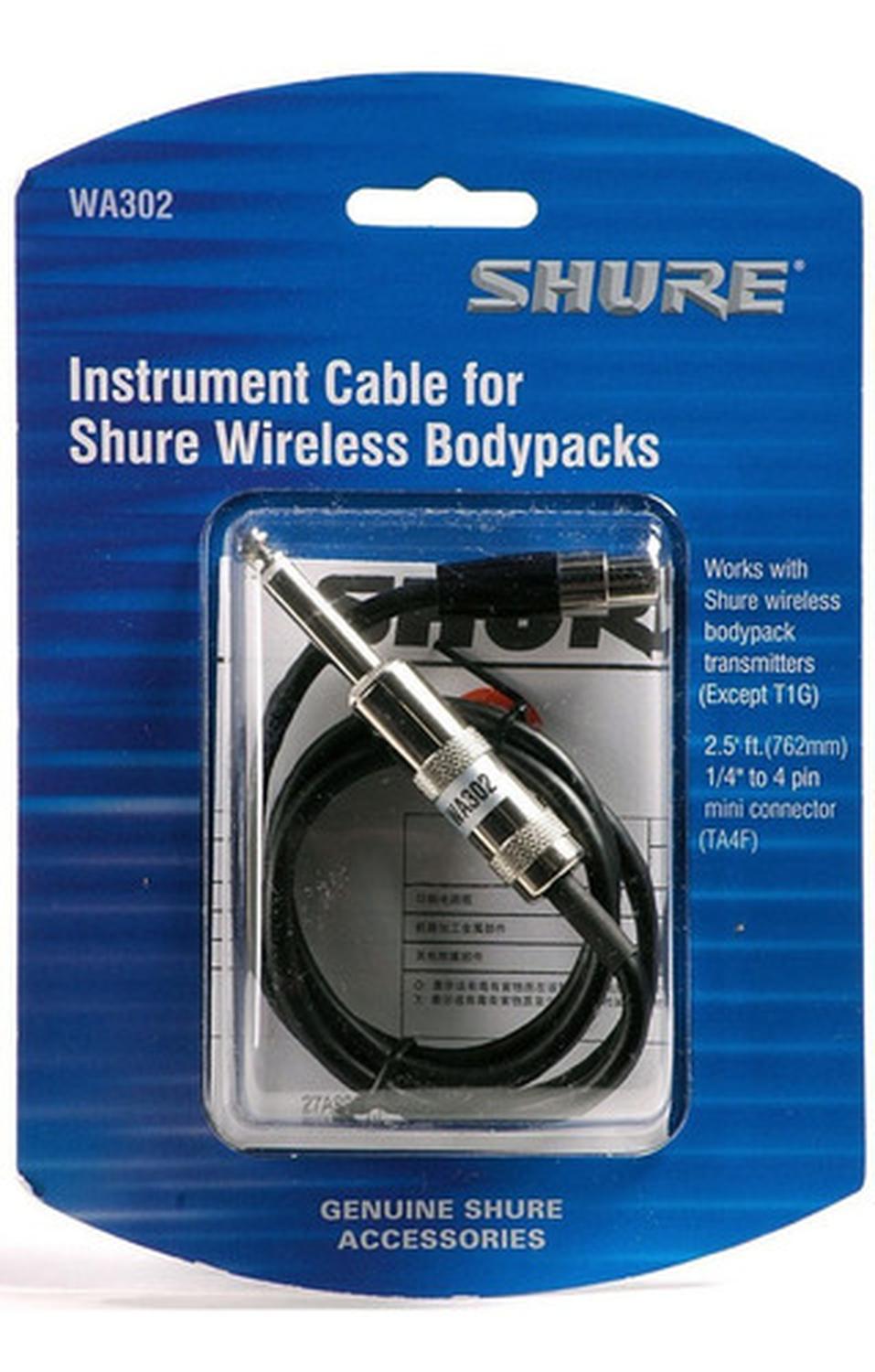 Shure Wa302 Cable De Instrumento De Jack De 6,3 Mm A Tqg