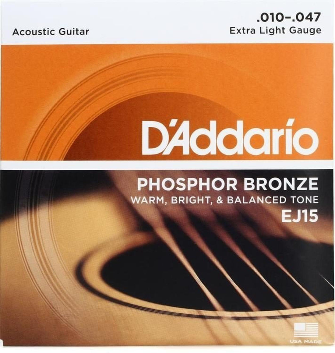 Daddario Ej-15 Cuerdas Guitarra Acústica Fósforo Bronce