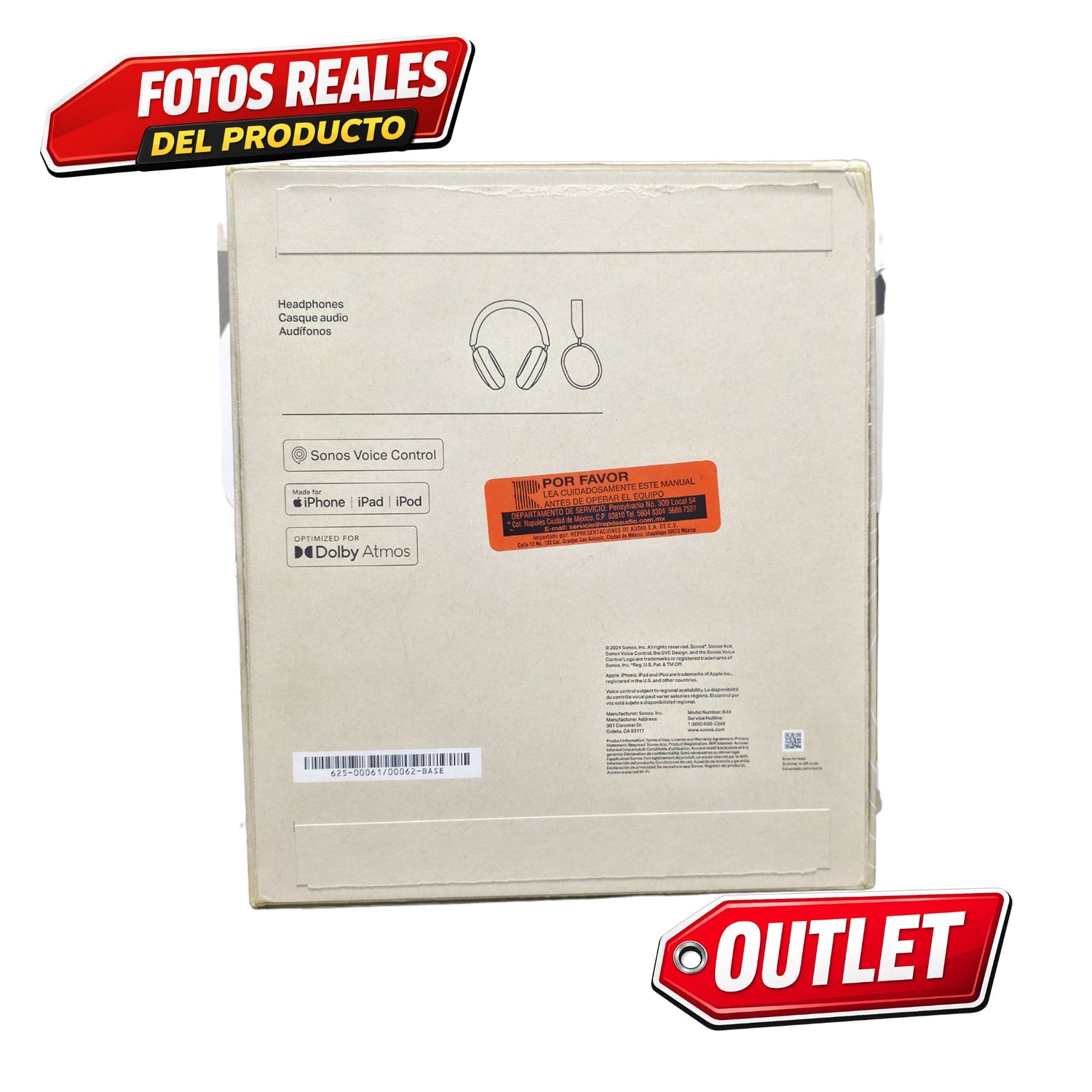Sonos Ace Audífonos Bluetooth, 30hrs Batería en Color Negro, oferta especial Outlet