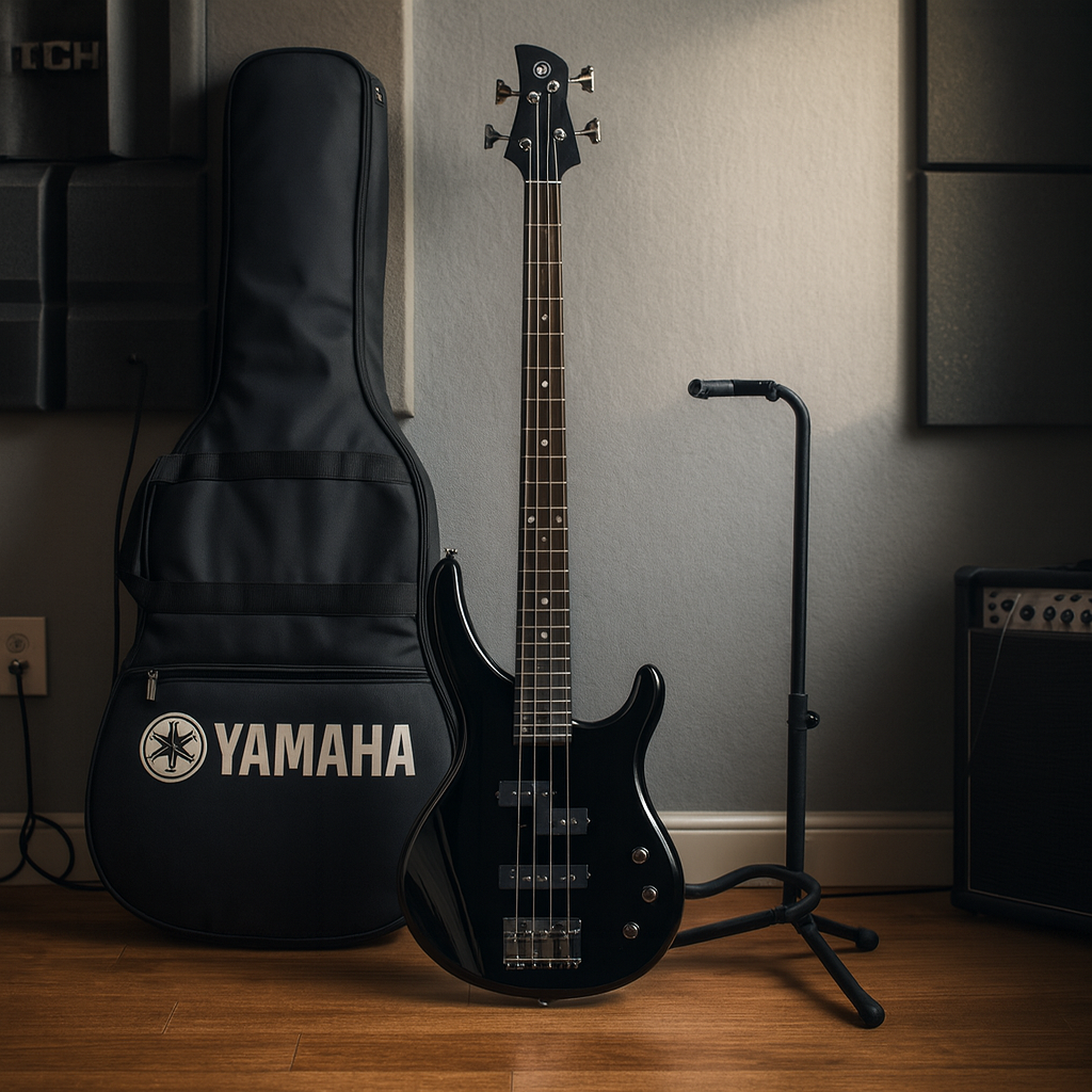 Bajo Yamaha TRBX174BL Eléctrico Pasivo 4 Cuerdas Negro con Base y Funda