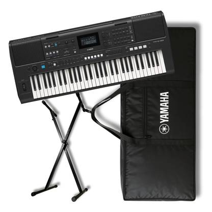 Yamaha Psr-e483 Teclado Para Solista 61 Teclas Touch Usb Negro con Funda y Base