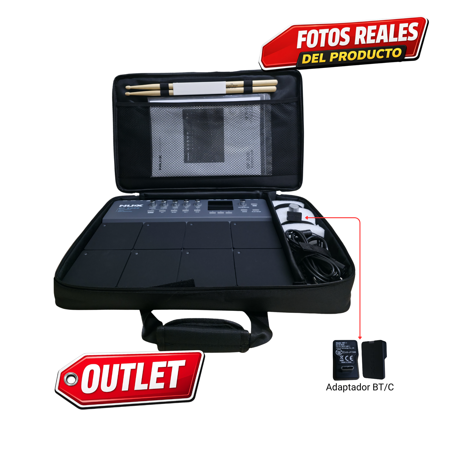 Nux Dp-2000 Modulo de Percusión 8 Pads, USB Programable, Outlet oferta especial