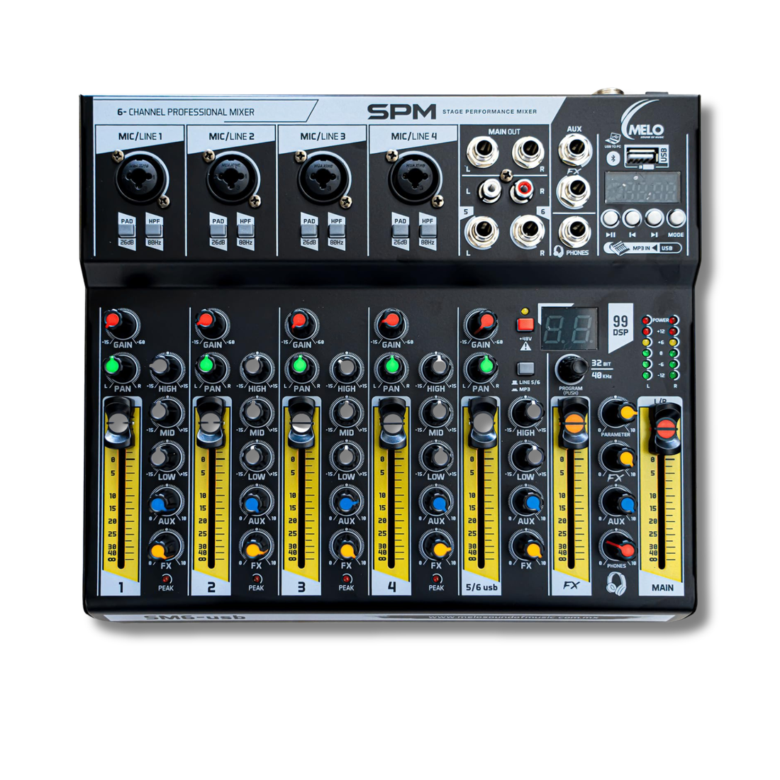 Consola Melo SM6 USB 4 Canales Mono