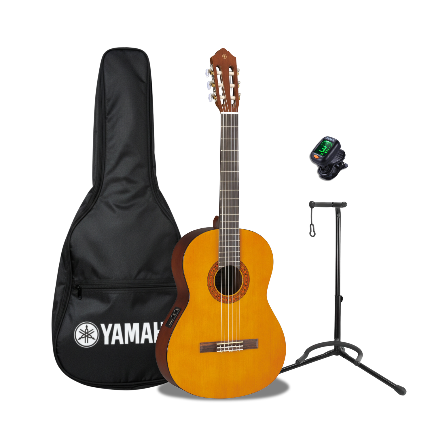 Guitarra Clásica Electroacústica Yamaha Cx40 con Funda, Base y Afinador