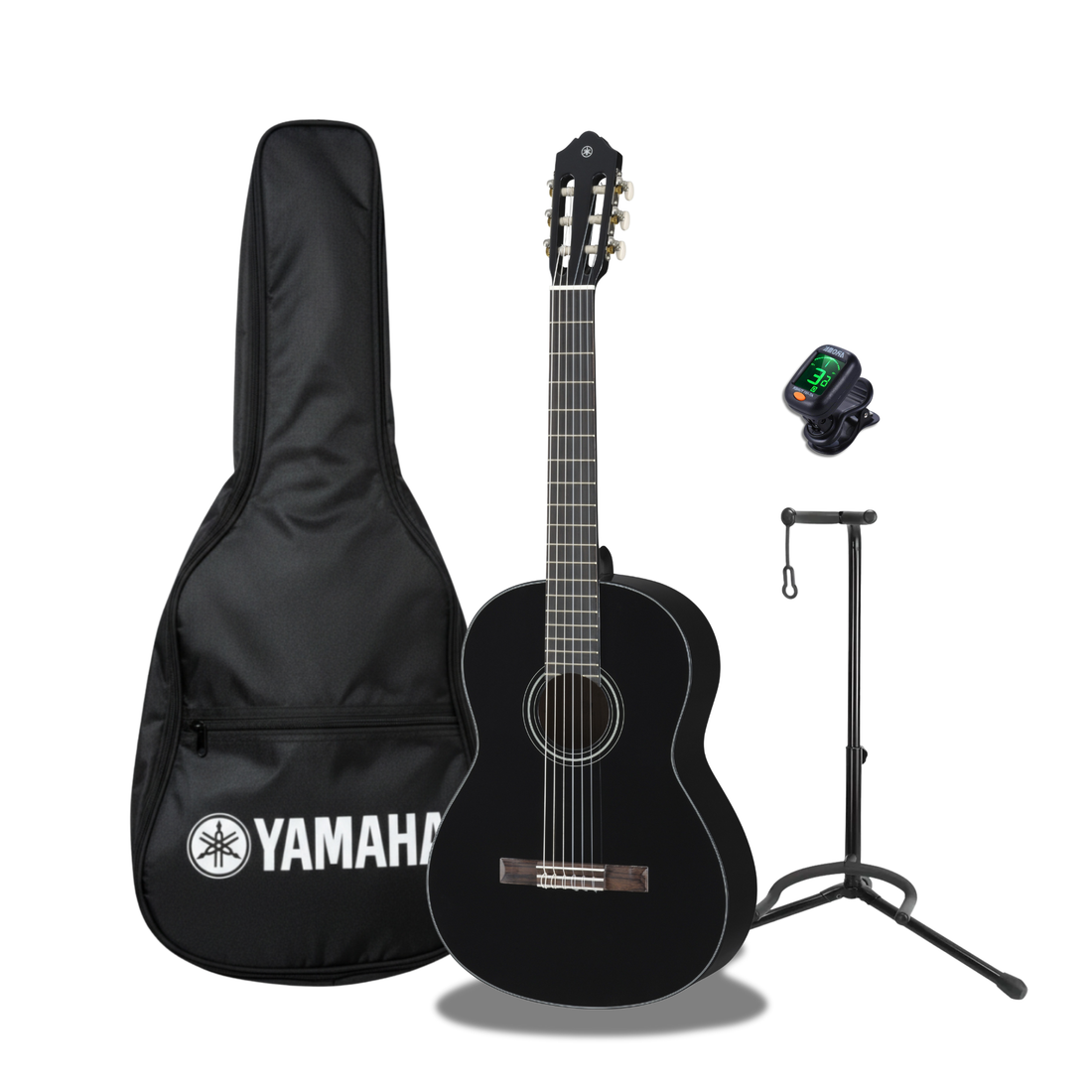 Yamaha C40bl Paquete Guitarra Acustica Atril Funda Afinador