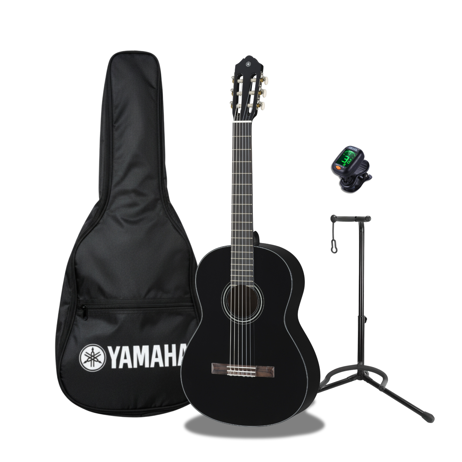 Yamaha C40bl Paquete Guitarra Acustica Atril Funda Afinador