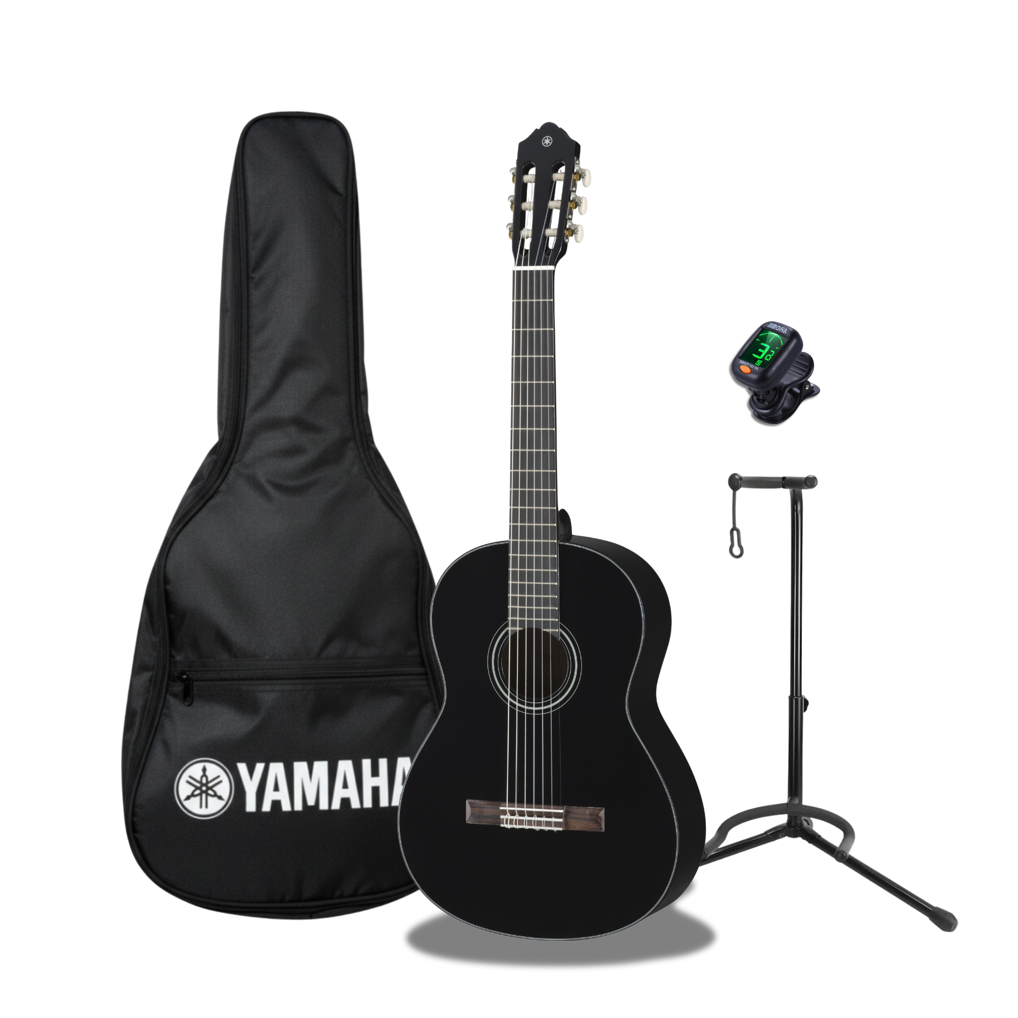 Yamaha C40bl Paquete Guitarra Acustica Atril Funda Afinador