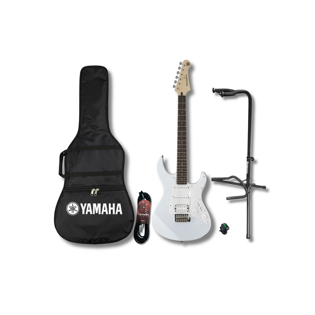 Yamaha Pac012wh Guitarra Electrica con Funda, Base, Cable y Afinador