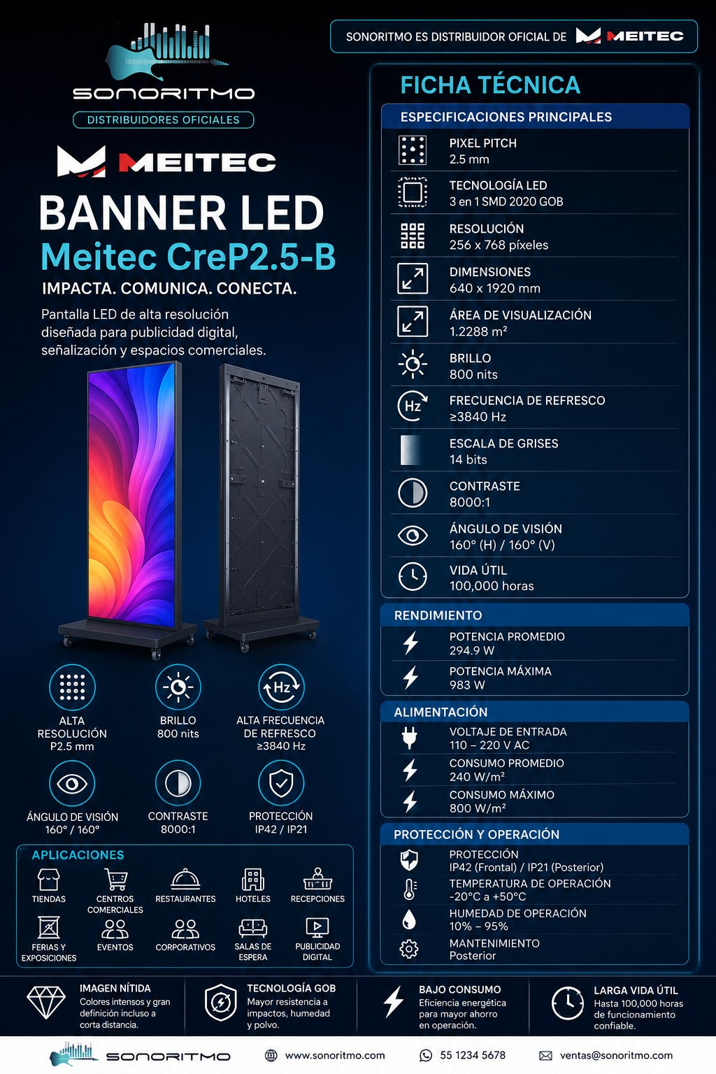 Banner Meitec Poster Led 2.5 Pitch Con Procesador Novastar