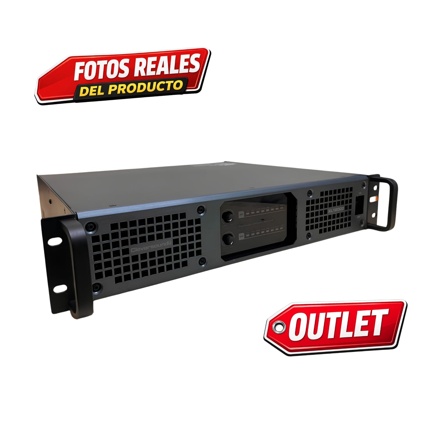 Cleversound Xl-12000 Amplificador, 6000w Rms color Negro, Oferta especial Outlet