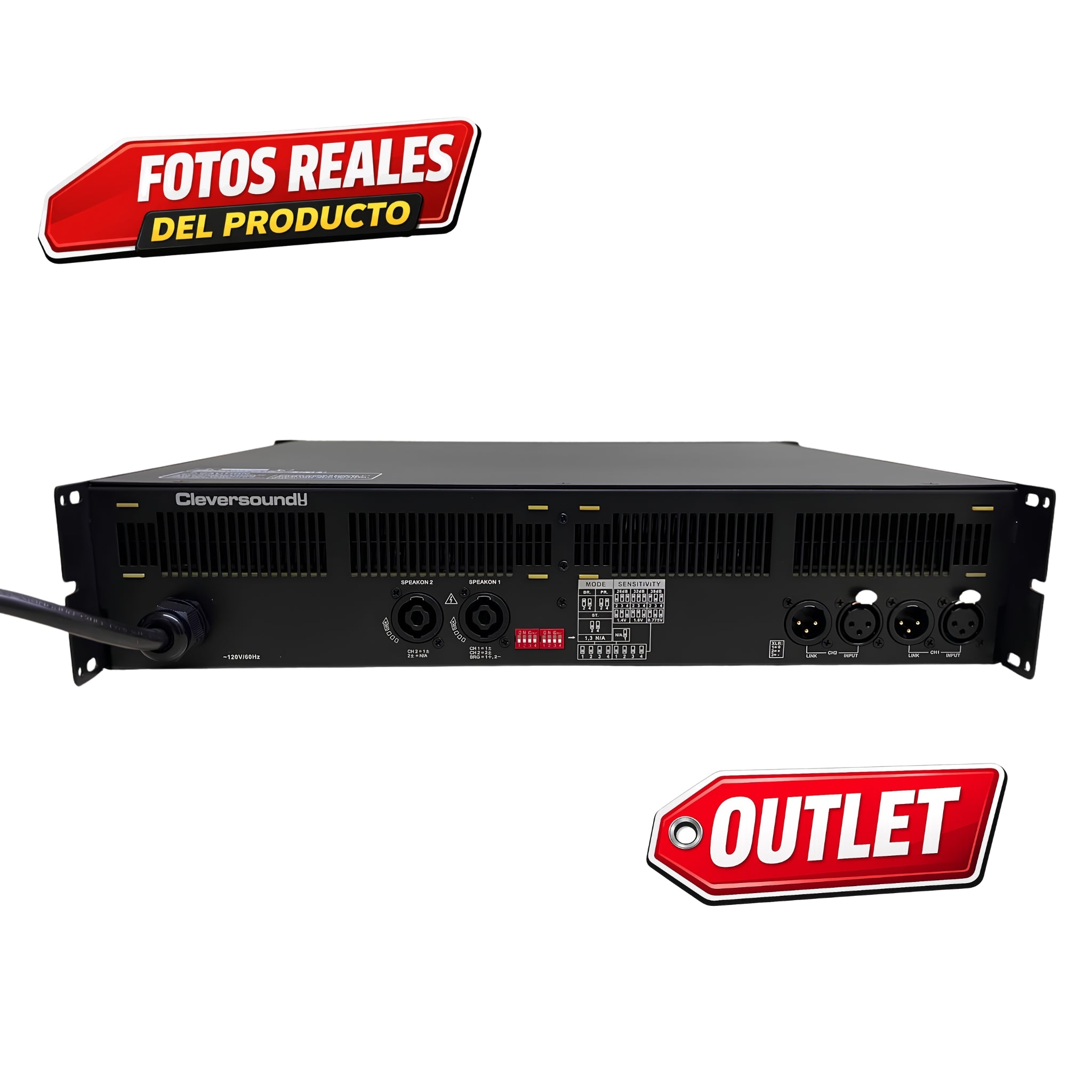 Cleversound Xl-12000 Amplificador, 6000w Rms color Negro, Oferta especial Outlet