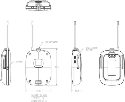 Shure SLXD1 G58 Bodypack Transmisor Inalámbrico Digital