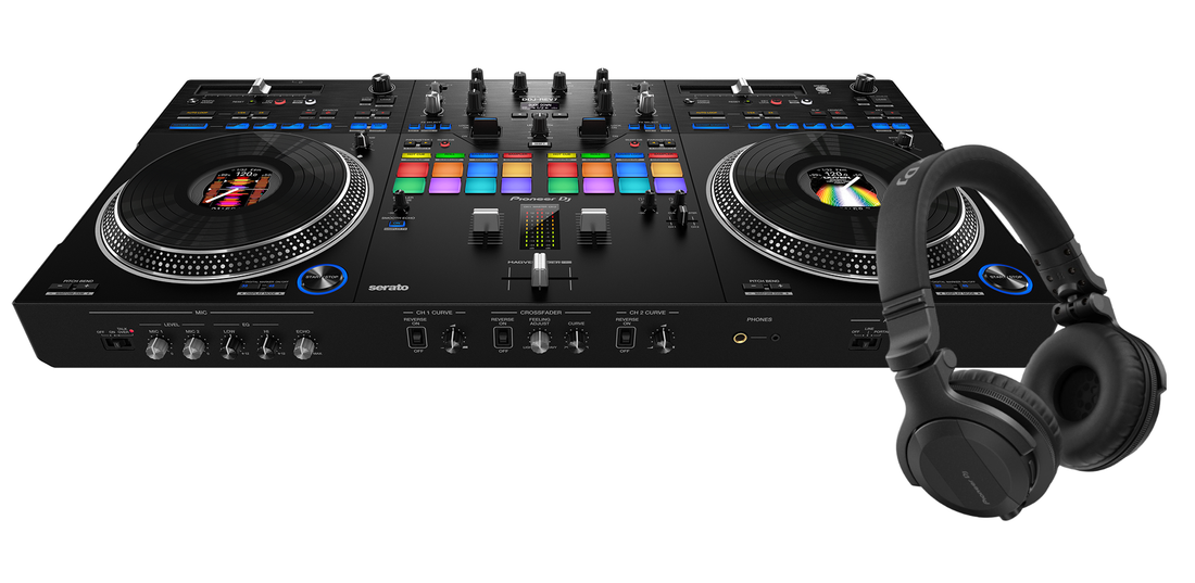 Pioneer Dj paquete Controlador dj profesional de 2 canales DDJREV7 y Audifonos Color Negro