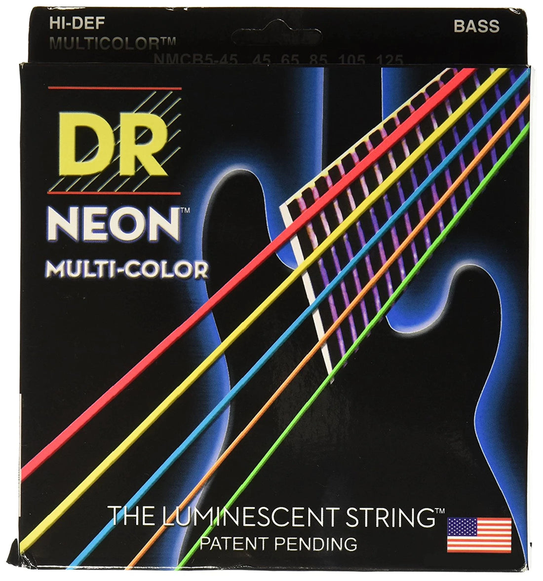 DR Cuerdas para bajo Eléctrico Neon Multicolor NMCB5-45