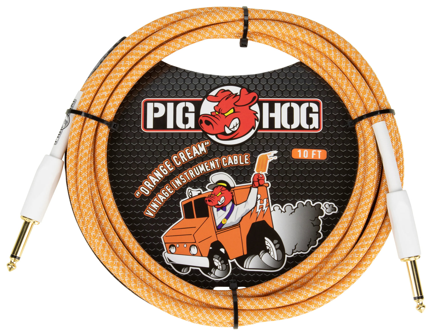 Pig Hog PCH102OC Vintage Series Cable de instrumento recto TS de 1/4&quot; — Naranja crema